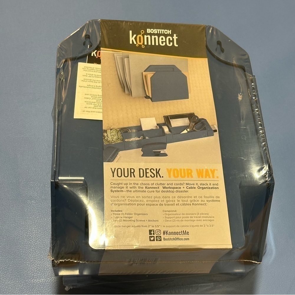 •Bostitch Konnect Blue 3 Pieces File Organizer Hanging